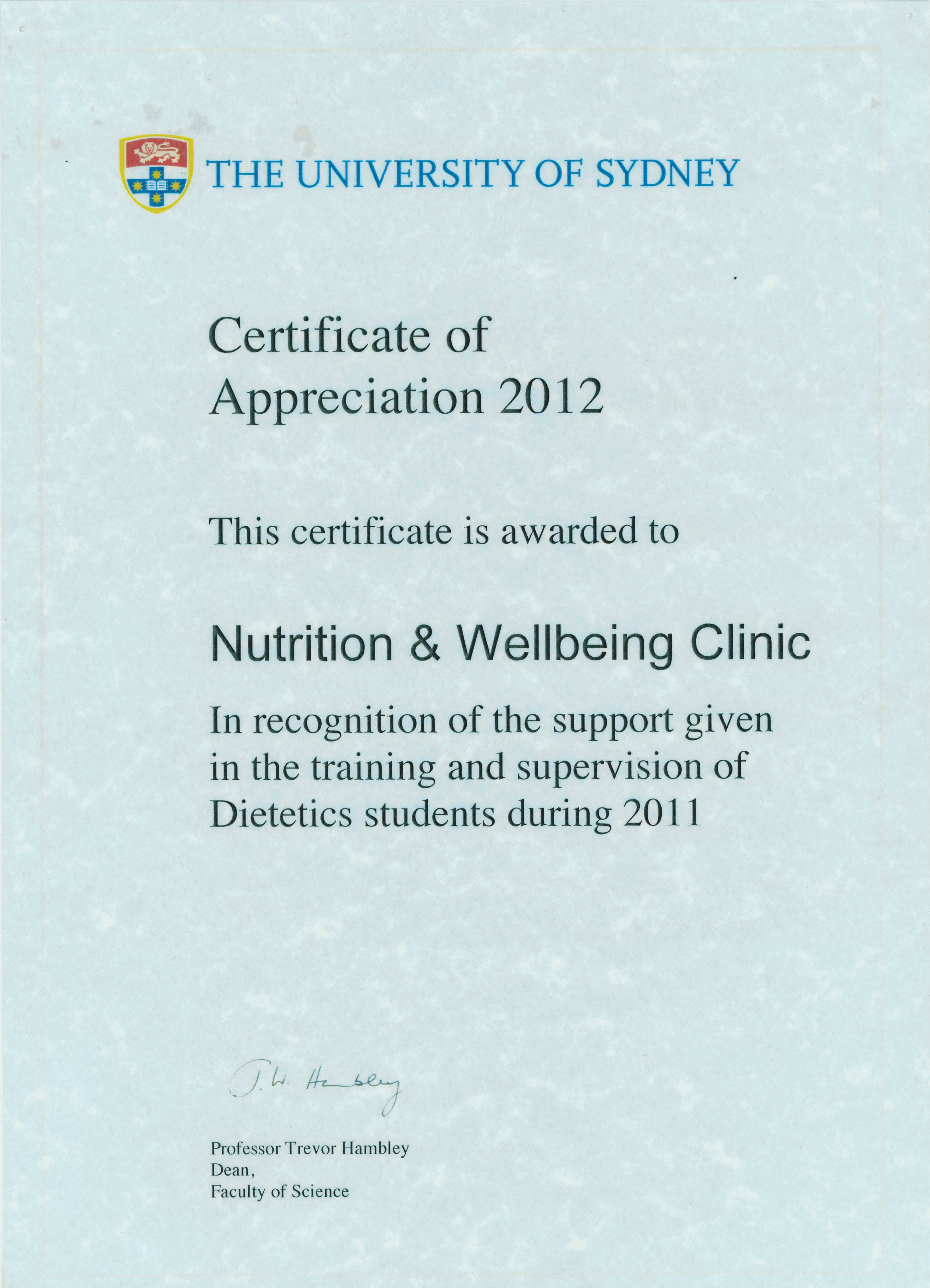 Cerfificate of Appreciation